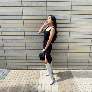 Midi dress with slit! Perfect black dress.